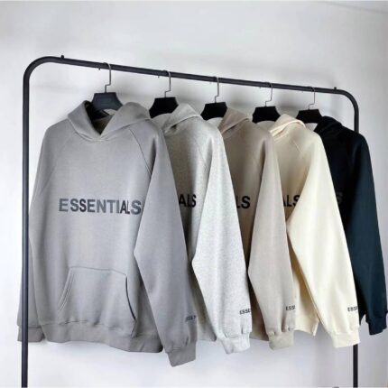 Essentials Reflective Print Zip-up Oversized Cream Hoodie