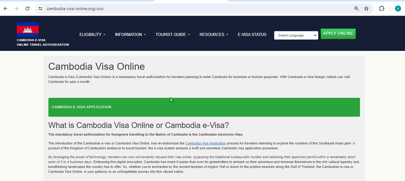 FOR JAPANESE CITIZENS – CAMBODIA Easy and Simple Cambodian V