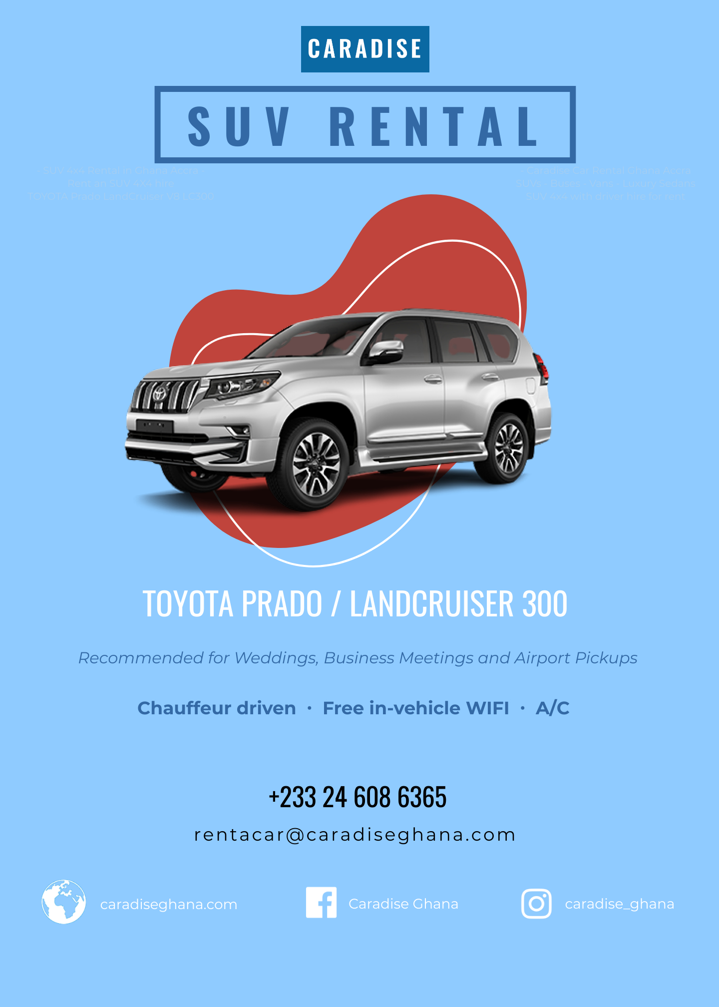 Caradise Ghana’s SUV Rental Service in Accra, Ghana