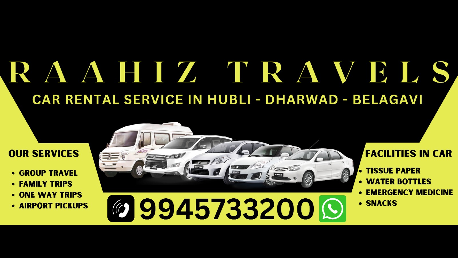 New PostCar Rental Service in Hubli – Dharwad – Belgaum